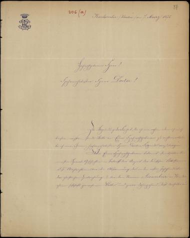 Letter sent by Offingen, H. F. Klock to Schliemann, Heinrich, 1875