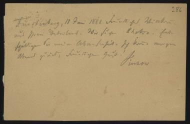 Letter sent by Virchow, Rudolf to Schliemann, Heinrich, 1881