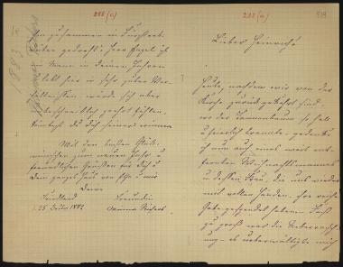 Letter sent by Richers, Minna Meincke to Schliemann, Heinrich, 1882