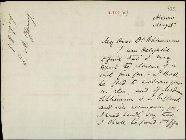 Letter sent by Young, Edward M. to Schliemann, Heinrich, 1877