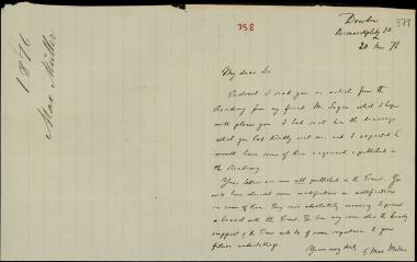 Letter sent by Müller, Max F. to Schliemann, Heinrich, 1876