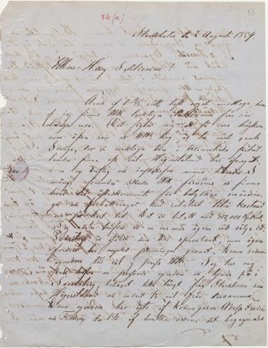 Letter sent by Brandt, Charles to Schliemann, Heinrich, 1859