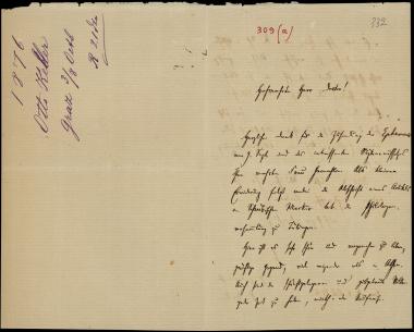 Letter sent by Keller, Otto to Schliemann, Heinrich, 1876