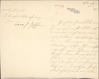 Letter sent by Jaffe, Anna J. to Schliemann, Heinrich, 1883
