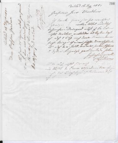 Copy of letter by Schliemann, Heinrich to Gardner, Percy, 1881
