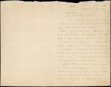 Letter sent by Gollwitzer, K. to Schliemann, Heinrich, 1889