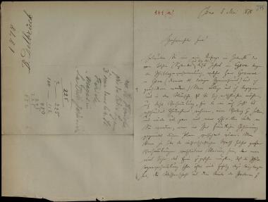 Letter sent by Delbrück, B. to Schliemann, Heinrich, 1878