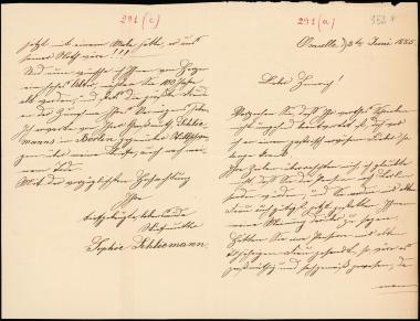 Letter sent by Σλήμαν, Σοφία to Schliemann, Heinrich, 1885