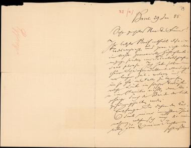 Letter sent by Maehly, Jacob to Schliemann, Heinrich, 1885