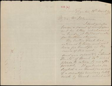 Letter sent by Calvert, Frederick W. to Schliemann, Heinrich, 1873