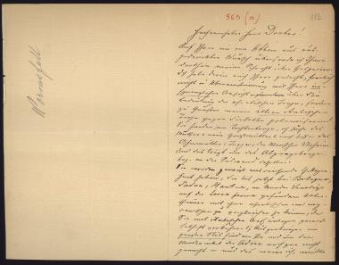 Letter sent by Wormsfall, ? to Schliemann, Heinrich, 1883