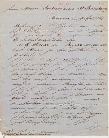 Letter sent by Roessingh & Mummy to Schliemann, Heinrich, 1860