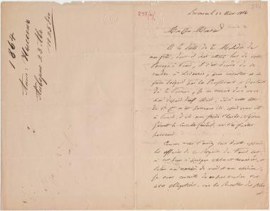 Letter sent by Nissen, A. to Schliemann, Heinrich, 1864