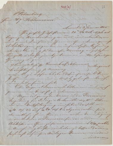 Letter sent by Meyer & Co. to Schliemann, Heinrich, 1855