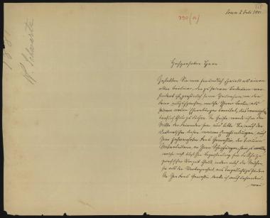 Letter sent by Schwartz, W. to Schliemann, Heinrich, 1881