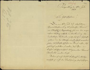 Letter sent by Will, C. to Schliemann, Heinrich, 1879