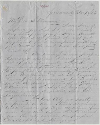 Letter sent by Grim, A. K. to Schliemann, Heinrich, 1853