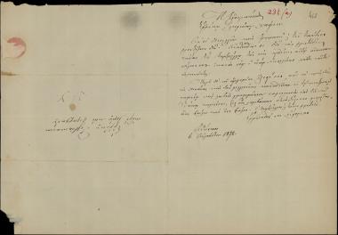 Letter sent by Ευστρατιάδης, Παναγιώτης to Schliemann, Heinrich, 1878