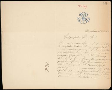 Letter sent by Reich, Julie to Schliemann, Heinrich, 1884