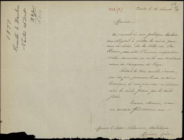 Letter sent by Leveillé de Baulac, P. to Schliemann, Heinrich, 1876