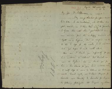 Letter sent by Sayce, Archibald Henry to Schliemann, Heinrich, 1881