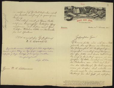 Letter sent by Lowenfeld, R. to Schliemann, Heinrich, 1886