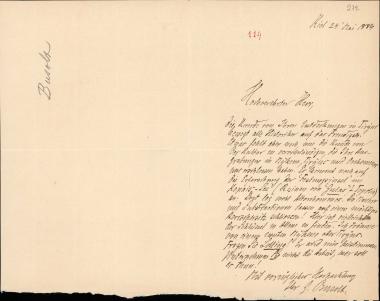 Letter sent by Busolt, G. to Schliemann, Heinrich, 1884