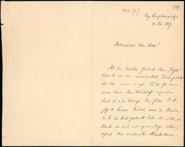 Letter sent by Keller, Otto to Schliemann, Heinrich, 1889