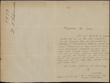 Letter sent by Schirrmacher, F. to Schliemann, Heinrich, 1878