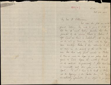 Letter sent by Sayce, Archibald Henry to Schliemann, Heinrich, 1885