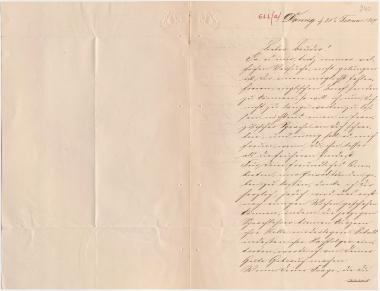 Letter sent by Schliemann, Ernst Wilhelm to Schliemann, Heinrich, 1857