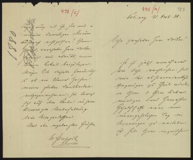 Letter sent by Florschütz, W. to Schliemann, Heinrich, 1880