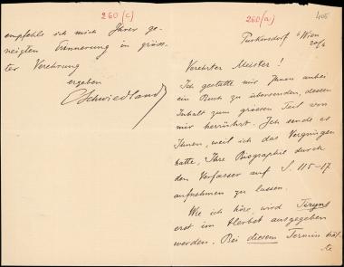 Letter sent by Schwiedland, Eugène to Schliemann, Heinrich, 1885