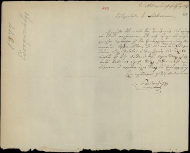 Letter sent by Καυταντζόγλου, Λύσανδρος to Schliemann, Heinrich, 1877