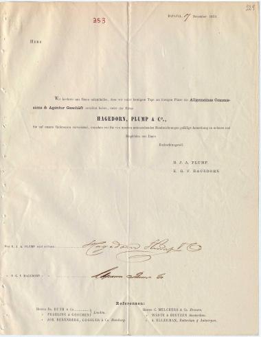 Letter sent by Hagedorn, Plump & Co. to Schliemann, Heinrich, 1859