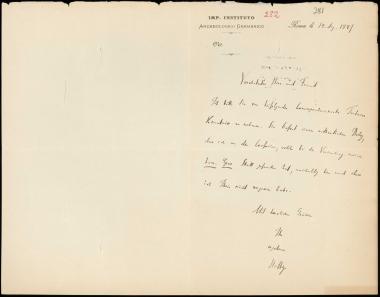 Letter sent by Helbig, Wolfgang to Schliemann, Heinrich, 1887