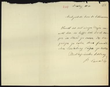 Letter sent by Καββαδίας, Παναγιώτης to Schliemann, Heinrich, 1886