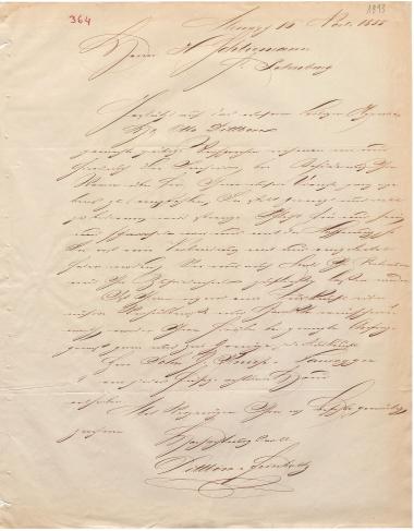 Letter sent by Dittborn & Feinholtz to Schliemann, Heinrich, 1855