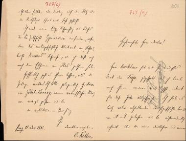 Letter sent by Keller, Otto to Schliemann, Heinrich, 1883