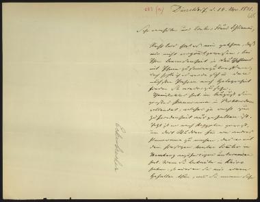 Letter sent by Eckenbrecher, G.  to Schliemann, Heinrich, 1881