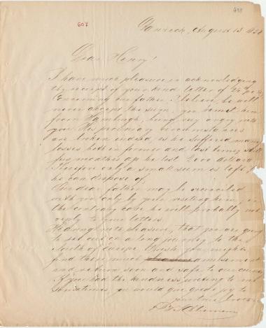 Letter sent by Schliemann, Ernst Wilhelm to Schliemann, Heinrich, 1858