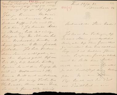 Letter sent by Mestorf, J. to Schliemann, Heinrich, 1883