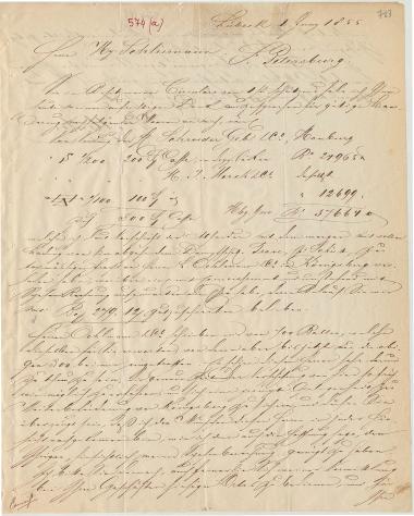 Letter sent by Minlos, L. to Schliemann, Heinrich, 1855