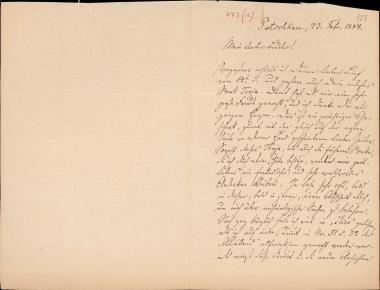 Letter sent by Kühse, Wilhelm to Schliemann, Heinrich, 1884