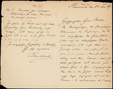 Letter sent by Schuchhardt, Carl to Schliemann, Heinrich, 1889