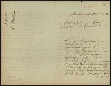 Letter sent by Pechini, Reinhold to Schliemann, Heinrich, 1881