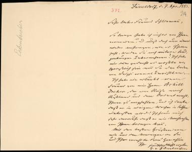 Letter sent by Eckenbrecher, G.  to Schliemann, Heinrich, 1885