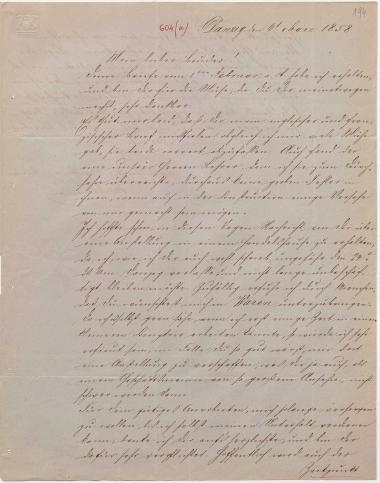 Letter sent by Schliemann, Ernst J. A. to Schliemann, Heinrich, 1858