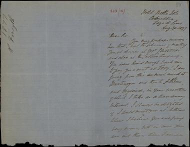 Letter sent by Forsyth, W. to Schliemann, Heinrich, 1877