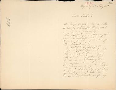 Letter sent by Schels, August to Schliemann, Heinrich, 1884